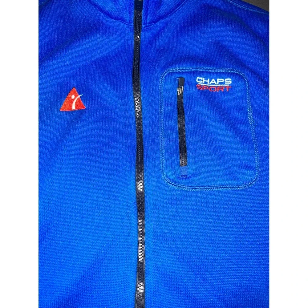 Chaps Sport Mens Royal Blue Full Zip Fleece Vest Mock Neck Size Medium